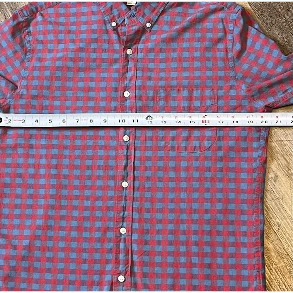 J.Crew Secret Wash Slim Fit Red Blue Gingham Shirt Men's M